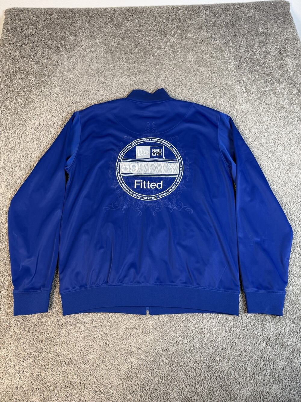 New Era Jacket Mens L Blue Windbreaker 59 Fifty Lightweight Full Zip Pockets